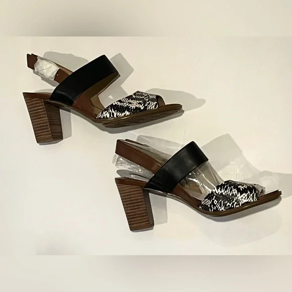 Naturalizer Lahnny Leather Sandal Black and White Snake Print size 8.5M NWOT - Picture 4 of 8